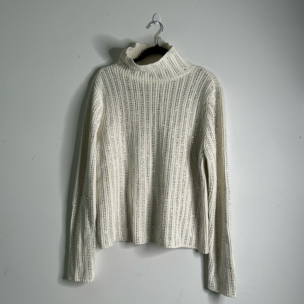 Inc white turtle neck blinking sweater size large holiday